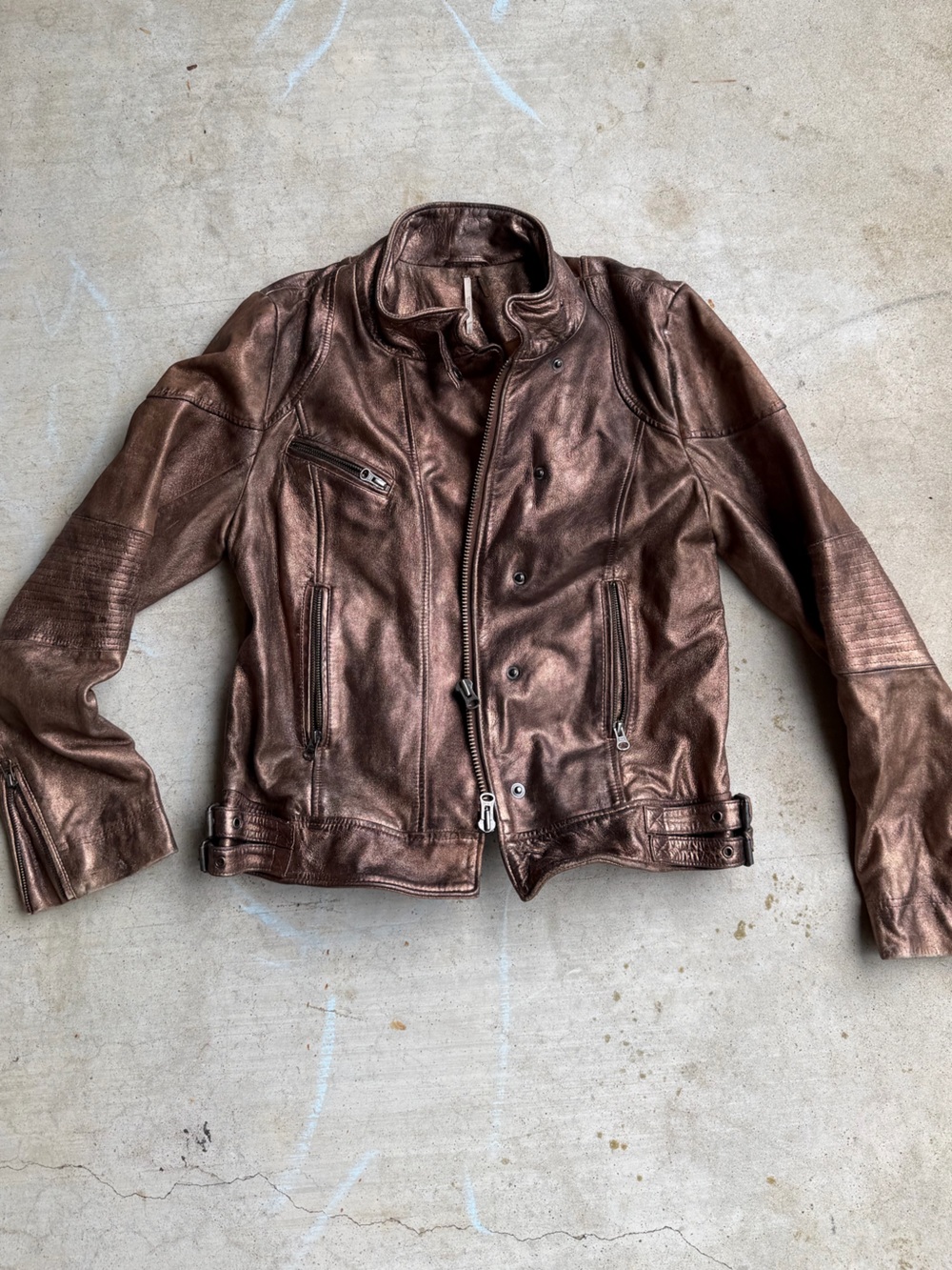 Free People L Bronze 100% Lambs Leather Jacket